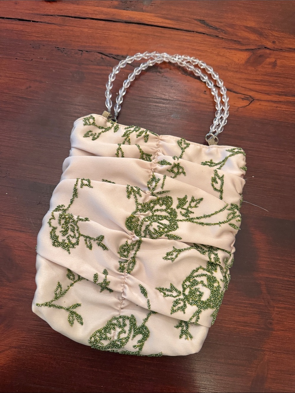 Vintage DAS beaded ruched handle bag Y2K evening purse